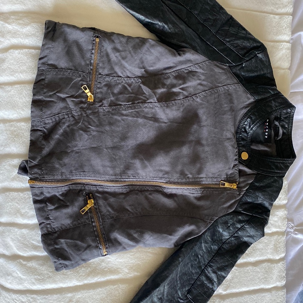 Therapy brand/ Leather jacket- Black & Grey / Size Medium/